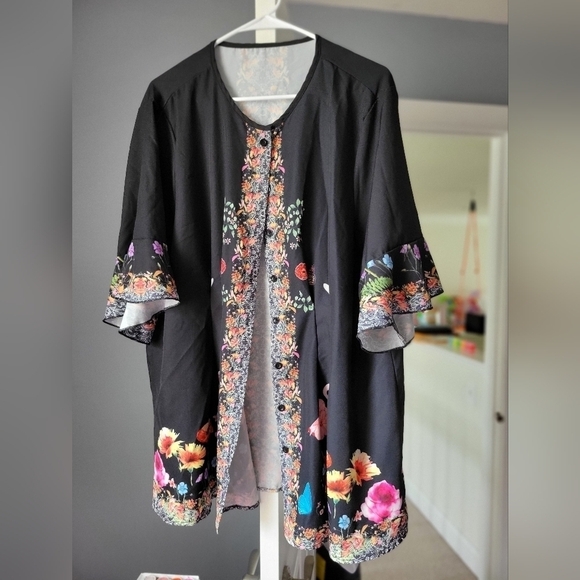 Beautiful Boho Cardigan/Cover-up/kaftan Black - Picture 1 of 4